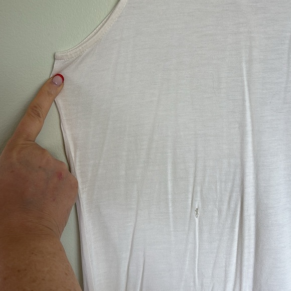 a.n.a Brand Sleeveless Tee Tank Top with Sliver Beaded Neckline and front. - Picture 8 of 8